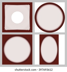 Round vector frame. Interesting frame with a white backing for photos or text. The vector image. Set of 4 elements.