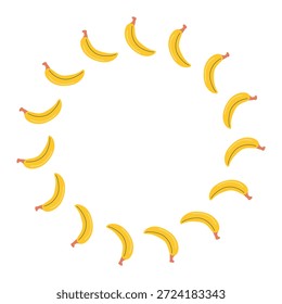 Quadro vetorial redondo feito de bananas. Projeto de moldura de fruta. Ilustração vetorial. Modelo de comida decorativa