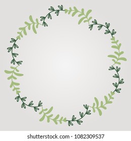 Round vector frame made of branches green color