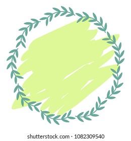 Round vector frame made of branches green color