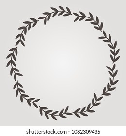 Round vector frame made of thin twigs of hand drawing