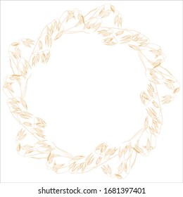 Round vector frame with oats  on white. Illustration with place for text, can be used creating card, menu or invitation card.