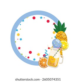 Round vector frame with orange on the white background