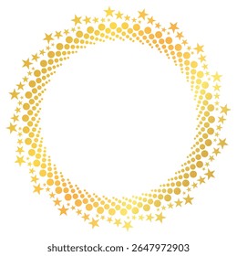 round vector frame with stars - gold colored circle banner