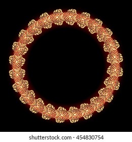 Round vector golden heavy thick frame on a dark background for your design. 