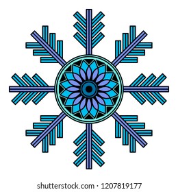 Round vector hand drawn Mandala for a New Year greeting card. Can be used for phone case print, etc. Ethnic mandala with colorful ornament. Isolated on white. EPS 10
