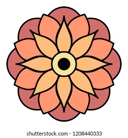 Round vector hand drawn Mandala for a New Year greeting card. Can be used for phone case print, etc. Ethnic mandala with colorful ornament. Isolated on white. EPS 10
