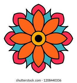 Round vector hand drawn Mandala for a New Year greeting card. Can be used for phone case print, etc. Ethnic mandala with colorful ornament. Isolated on white. EPS 10
