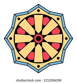 Round vector hand drawn Mandala for a New Year greeting card. Can be used for phone case print, etc. Ethnic mandala with colorful ornament. Isolated on white, EPS10
