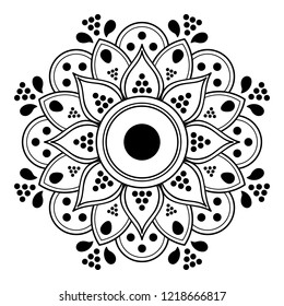 Round vector hand drawn Mandala for a New Year greeting card. Can be used for phone case print, etc. Ethnic mandala with colorful ornament. Isolated on white, EPS 10
