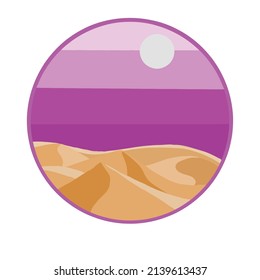 ilustración de un desierto con cielo morado