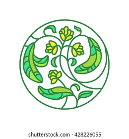 Round vector illustration laurel branch