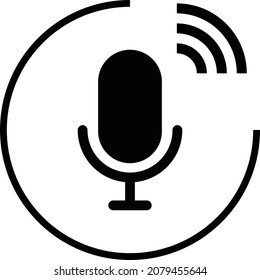 Ilustración vectorial redonda que difunde audio del micrófono.