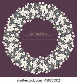 Round vector invitation with tender flowers and dots