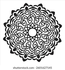 Round vector Islamic art line mandala.