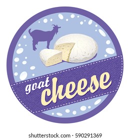 Round vector label with goat cheese