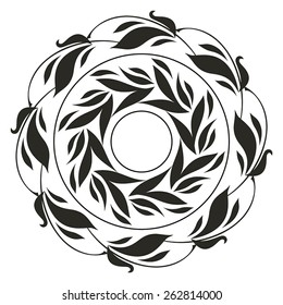 Round vector leaf Mandala. Traditional orient symbol. Print