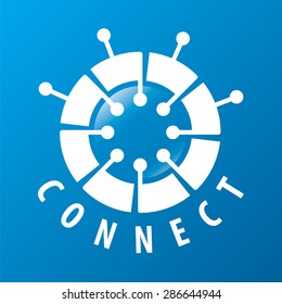 Round vector logo chip network