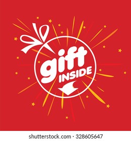 Round vector logo for gifts with fireworks