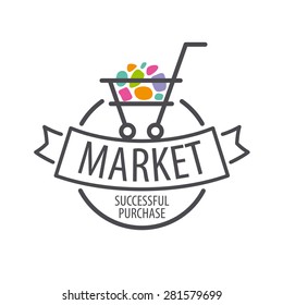 Round vector logo shopping cart