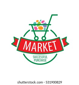 Round vector logo shopping cart