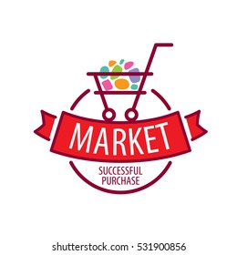 Round vector logo shopping cart