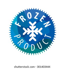 Round vector logo with snowflake for the frozen products