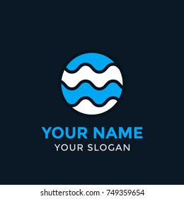 round vector logo with waves