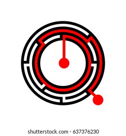Round vector maze with solution.