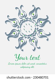 Round vector ornament. Circle design. Invitation, card or banner with text template. Lace. National ornament.