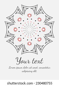 Round vector ornament. Circle design. Invitation, card or banner with text template. Lace. National ornament.