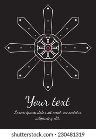Round vector ornament. Circle design. Invitation, card or banner with text template. Lace. National ornament.