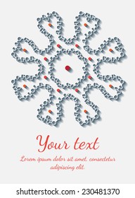 Round vector ornament. Circle design. Invitation, card or banner with text template. Lace. National ornament.