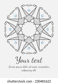 Round vector ornament. Circle design. Invitation, card or banner with text template. Lace. National ornament.