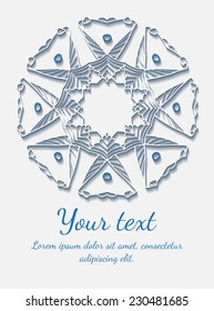 Round vector ornament. Circle design. Invitation, card or banner with text template. Lace. National ornament.