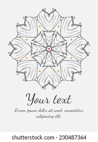 Round vector ornament. Circle design. Invitation, card or banner with text template. Lace. National ornament.