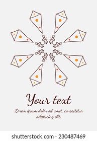Round vector ornament. Circle design. Invitation, card or banner with text template. Lace. National ornament.