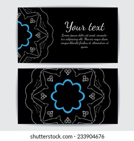 Round vector ornament. Circle design. Invitation, card or banner with text template. Lace. National ornament.
