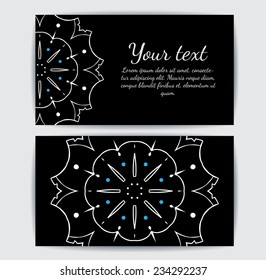 Round vector ornament. Circle design. Invitation, card or banner with text template. Lace. National ornament.
