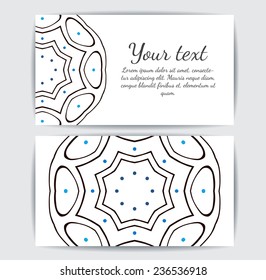 Round vector ornament. Circle design. Invitation, card or banner with text template. Lace. National ornament.