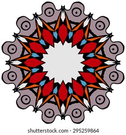 round vector ornament with curls and spines