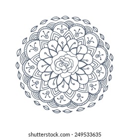 Round vector ornament. Geometric circle element. Hand drawn. Graphic template for your design