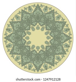 Round vector ornament for holiday decorations. On the frame painted flowers, and left room for text. Suitable for designers, easy to edit.