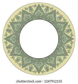 Round vector ornament for holiday decorations. On the frame painted flowers, and left room for text. Suitable for designers, easy to edit.