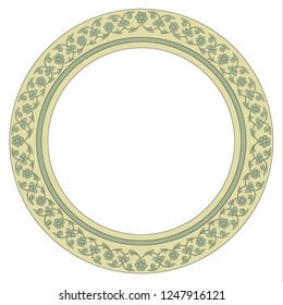 Round vector ornament for holiday decorations. On the frame painted flowers, and left room for text. Suitable for designers, easy to edit.