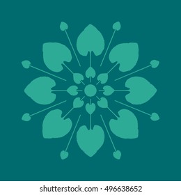 Round vector ornament Mandala. Silhouette consisting of leafs