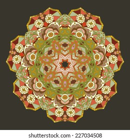 Ornamento vectorial redondo Mandala. Símbolo de orientación tradicional.