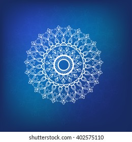 round vector ornament on blue background