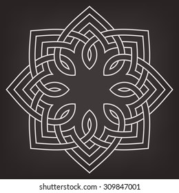 Round vector ornament with overlapping geometric shapes. Eight pointed circular pattern. Mandala. 