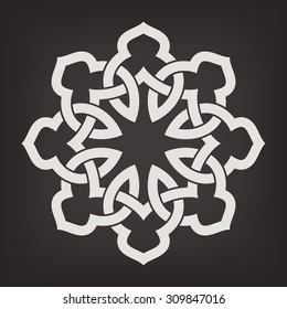 Round vector ornament with overlapping geometric shapes. Eight pointed circular pattern. Mandala. 